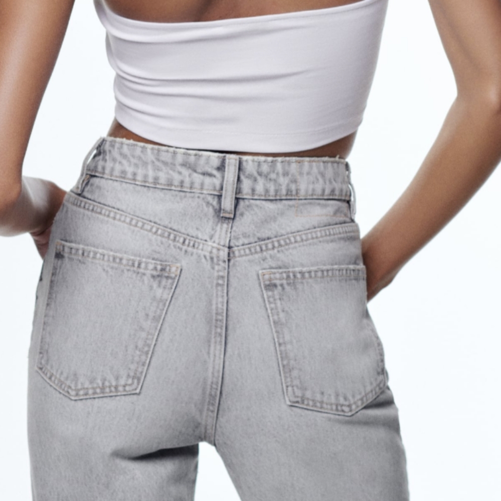 SLIM FIT HI RISE RIPPED JEANS LIGHT GRAY - Picture 2 of 7